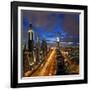 United Arab Emirates (UAE), Dubai, Sheikh Zayed Road Looking Towards the Burj Kalifa at Night-Gavin Hellier-Framed Photographic Print