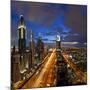 United Arab Emirates (UAE), Dubai, Sheikh Zayed Road Looking Towards the Burj Kalifa at Night-Gavin Hellier-Mounted Photographic Print