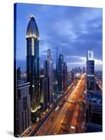 United Arab Emirates (UAE), Dubai, Sheikh Zayed Road Towards the Burj Kalifa at Night-Gavin Hellier-Stretched Canvas