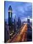United Arab Emirates (UAE), Dubai, Sheikh Zayed Road Towards the Burj Kalifa at Night-Gavin Hellier-Stretched Canvas