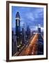 United Arab Emirates (UAE), Dubai, Sheikh Zayed Road Towards the Burj Kalifa at Night-Gavin Hellier-Framed Photographic Print