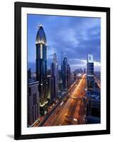 United Arab Emirates (UAE), Dubai, Sheikh Zayed Road Towards the Burj Kalifa at Night-Gavin Hellier-Framed Photographic Print