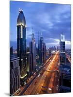 United Arab Emirates (UAE), Dubai, Sheikh Zayed Road Towards the Burj Kalifa at Night-Gavin Hellier-Mounted Photographic Print