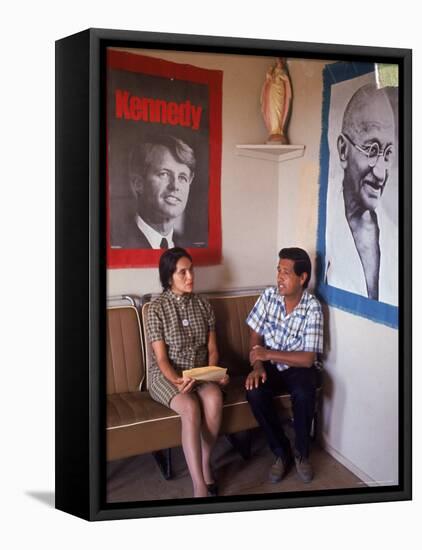 United Farm Workers Leader Cesar Chavez with VP Dolores Heurta During Grape Pickers' Strike-Arthur Schatz-Framed Stretched Canvas