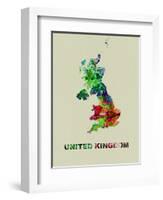 United Kingdom Color Splatter Map-NaxArt-Framed Art Print