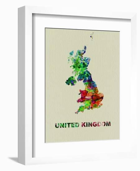 United Kingdom Color Splatter Map-NaxArt-Framed Art Print