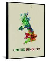 United Kingdom Color Splatter Map-NaxArt-Framed Stretched Canvas