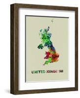 United Kingdom Color Splatter Map-NaxArt-Framed Art Print