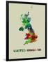 United Kingdom Color Splatter Map-NaxArt-Framed Art Print