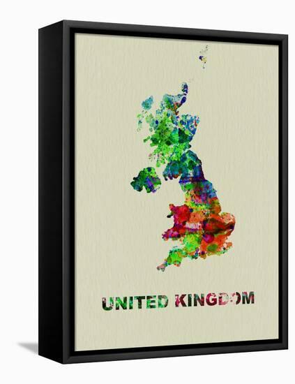 United Kingdom Color Splatter Map-NaxArt-Framed Stretched Canvas
