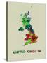 United Kingdom Color Splatter Map-NaxArt-Stretched Canvas