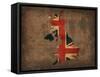 United Kingdom Country Flag Map-Red Atlas Designs-Framed Stretched Canvas