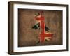 United Kingdom Country Flag Map-Red Atlas Designs-Framed Giclee Print