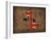 United Kingdom Country Flag Map-Red Atlas Designs-Framed Giclee Print