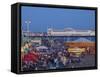 United Kingdom, England, Carousels on Brighton Beachfront at Twilight-Jane Sweeney-Framed Stretched Canvas