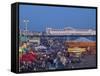 United Kingdom, England, Carousels on Brighton Beachfront at Twilight-Jane Sweeney-Framed Stretched Canvas