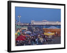 United Kingdom, England, Carousels on Brighton Beachfront at Twilight-Jane Sweeney-Framed Photographic Print