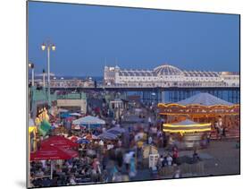 United Kingdom, England, Carousels on Brighton Beachfront at Twilight-Jane Sweeney-Mounted Photographic Print