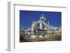 United Kingdom, England, London. Tower Bridge over the River Thames and 'Girl With a Dolphin' fount-Jason Langley-Framed Photographic Print