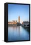 United Kingdom, England, London. Westminster Bridge, Palace of Westminster and the clock tower of B-Jason Langley-Framed Stretched Canvas