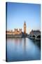 United Kingdom, England, London. Westminster Bridge, Palace of Westminster and the clock tower of B-Jason Langley-Stretched Canvas