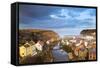 United Kingdom, England, North Yorkshire, Staithes. the Sleepy Harbour in the Evening.-Nick Ledger-Framed Stretched Canvas