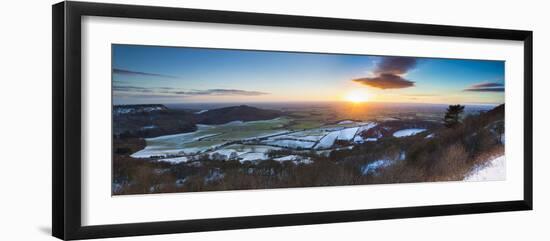 United Kingdom, England, North Yorkshire, Sutton Bank. a Panoramic View of a Winter Sunset.-Nick Ledger-Framed Photographic Print