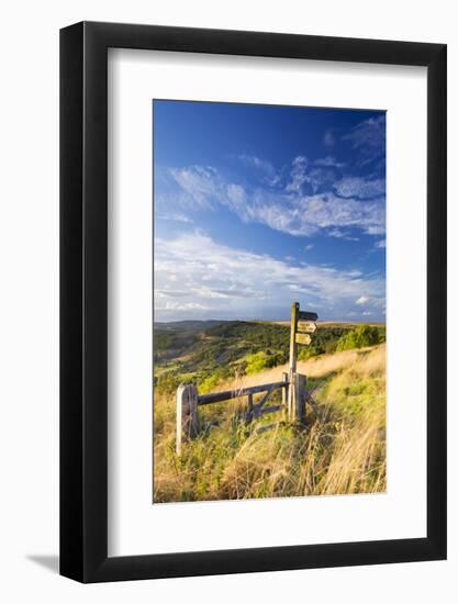 United Kingdom, England, North Yorkshire, Sutton Bank. a Signpost on the Cleveland Way-Nick Ledger-Framed Photographic Print