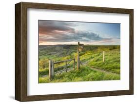 United Kingdom, England, North Yorkshire, Sutton Bank. a Signpost on the Cleveland Way.-Nick Ledger-Framed Photographic Print