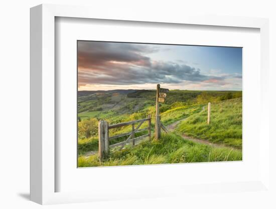 United Kingdom, England, North Yorkshire, Sutton Bank. a Signpost on the Cleveland Way.-Nick Ledger-Framed Photographic Print