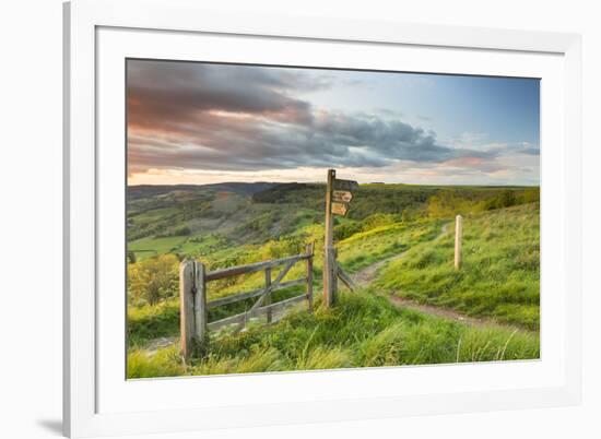 United Kingdom, England, North Yorkshire, Sutton Bank. a Signpost on the Cleveland Way.-Nick Ledger-Framed Photographic Print