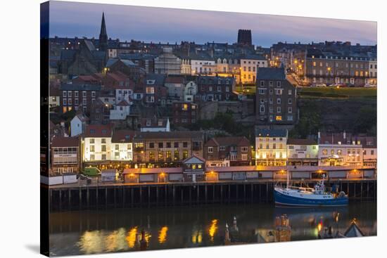 United Kingdom, England, North Yorkshire, Whitby. a View of the Harbour at Dusk.-Nick Ledger-Stretched Canvas
