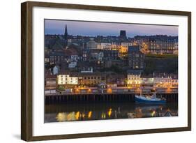 United Kingdom, England, North Yorkshire, Whitby. a View of the Harbour at Dusk.-Nick Ledger-Framed Photographic Print