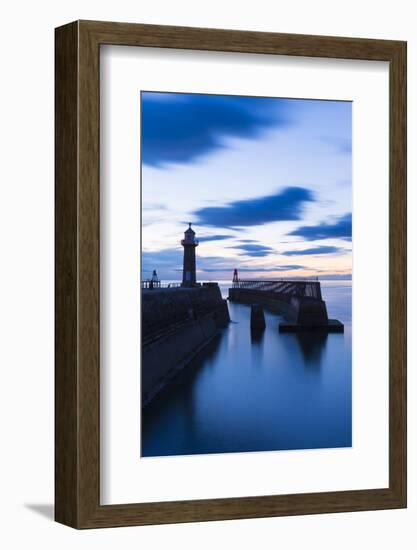 United Kingdom, England, North Yorkshire, Whitby. the East Pier at Dusk.-Nick Ledger-Framed Photographic Print