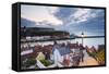 United Kingdom, England, North Yorkshire, Whitby. the Harbour and 199 Steps-Nick Ledger-Framed Stretched Canvas