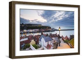 United Kingdom, England, North Yorkshire, Whitby. the Harbour and 199 Steps-Nick Ledger-Framed Photographic Print