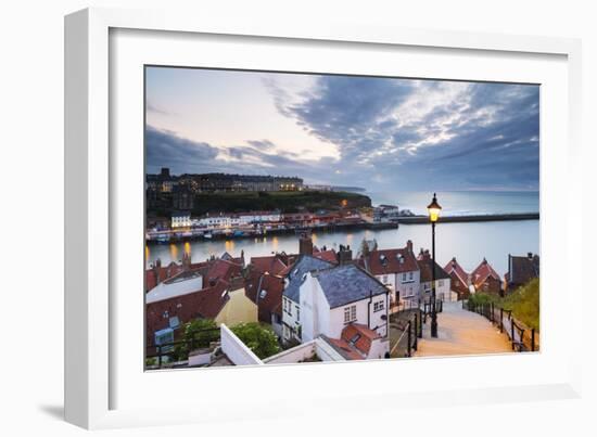 United Kingdom, England, North Yorkshire, Whitby. the Harbour and 199 Steps-Nick Ledger-Framed Photographic Print