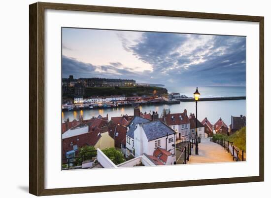 United Kingdom, England, North Yorkshire, Whitby. the Harbour and 199 Steps-Nick Ledger-Framed Photographic Print