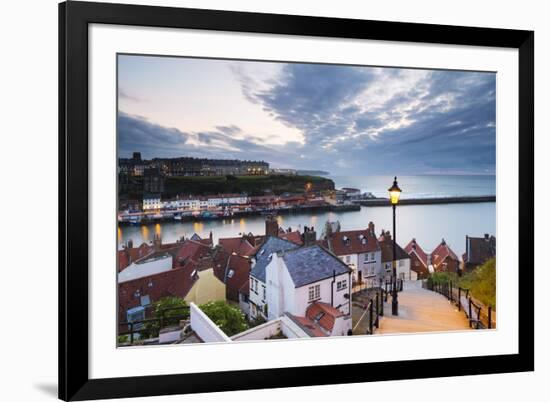 United Kingdom, England, North Yorkshire, Whitby. the Harbour and 199 Steps-Nick Ledger-Framed Photographic Print