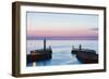 United Kingdom, England, North Yorkshire, Whitby. the Piers at Dusk.-Nick Ledger-Framed Photographic Print