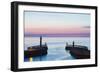 United Kingdom, England, North Yorkshire, Whitby. the Piers at Dusk.-Nick Ledger-Framed Photographic Print