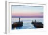 United Kingdom, England, North Yorkshire, Whitby. the Piers at Dusk.-Nick Ledger-Framed Photographic Print