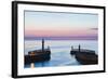 United Kingdom, England, North Yorkshire, Whitby. the Piers at Dusk.-Nick Ledger-Framed Photographic Print