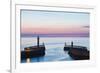 United Kingdom, England, North Yorkshire, Whitby. the Piers at Dusk.-Nick Ledger-Framed Photographic Print