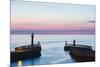 United Kingdom, England, North Yorkshire, Whitby. the Piers at Dusk.-Nick Ledger-Mounted Photographic Print