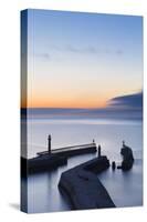 United Kingdom, England, North Yorkshire, Whitby. the Piers at Dusk.-Nick Ledger-Stretched Canvas