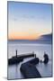 United Kingdom, England, North Yorkshire, Whitby. the Piers at Dusk.-Nick Ledger-Mounted Photographic Print