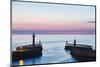 United Kingdom, England, North Yorkshire, Whitby. the Piers at Dusk.-Nick Ledger-Mounted Photographic Print