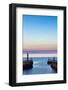 United Kingdom, England, North Yorkshire, Whitby. the Piers at Dusk.-Nick Ledger-Framed Photographic Print