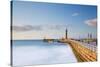 United Kingdom, England, North Yorkshire, Whitby. the West Pier on a Late Spring Evening.-Nick Ledger-Stretched Canvas